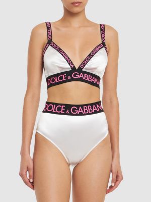 Satīna biksītes ar augstu vidukli Dolce & Gabbana balts