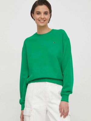 Bluza bawełniana Tommy Hilfiger zielona