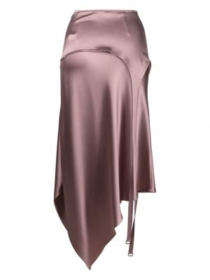 Satynowa spódnica midi asymetryczna Ssheena fioletowa