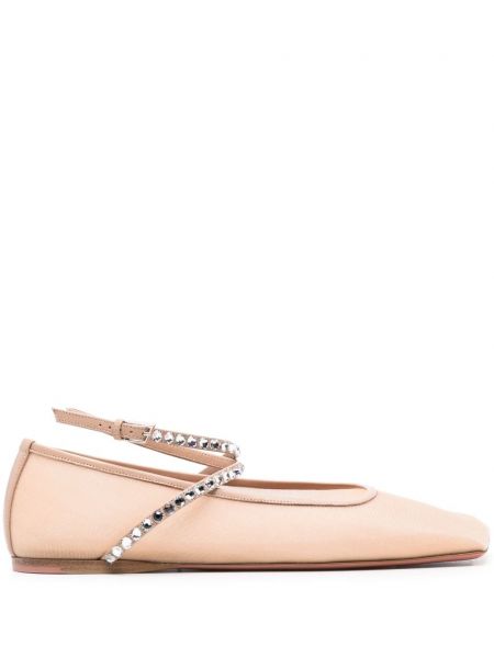 Mesh ballerinas mit knöchelmanschette Amina Muaddi beige