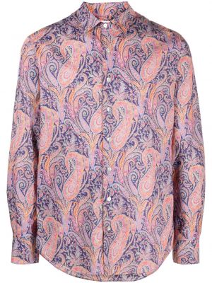 Raštuota medvilninė marškiniai su paisley raštu Mc2 Saint Barth violetinė