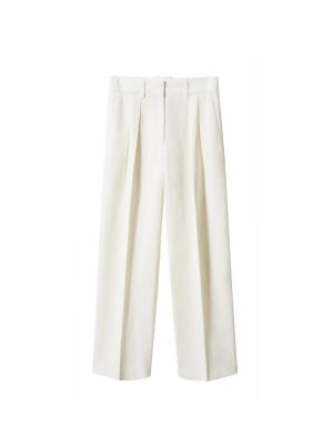 Широки панталони тип „марлен“ Mango бяло