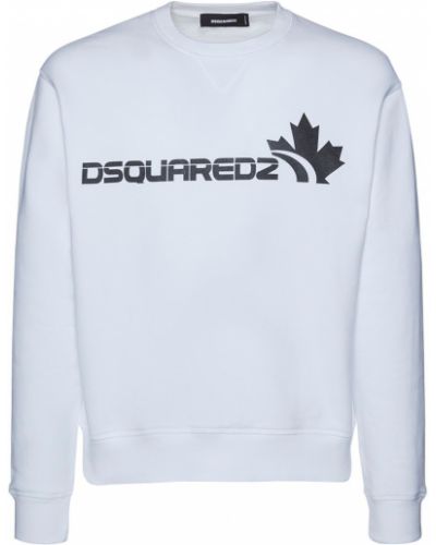 Bluza dresowa bawełniana z nadrukiem Dsquared2 biała