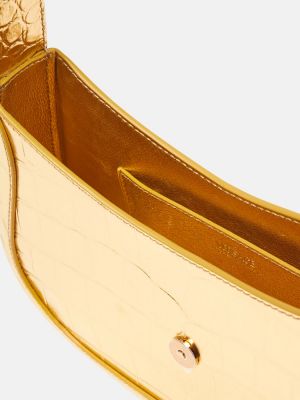 Bolsa de hombro de cuero de cuero Versace dorado
