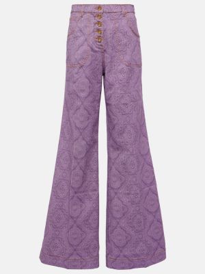 Zvonové džíny s potiskem Etro fialové