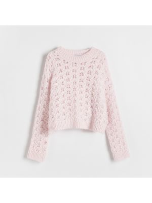 Sweter ażurowy Reserved różowy