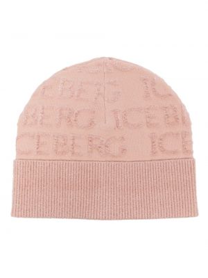 Różowa czapka z nadrukiem Iceberg