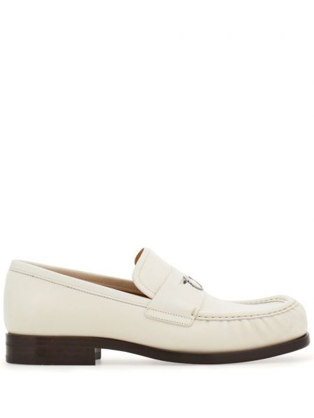 Pantofi loafer din piele Ferragamo alb