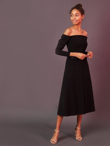 Приталенное платье с открытыми плечами 12storeez, черное