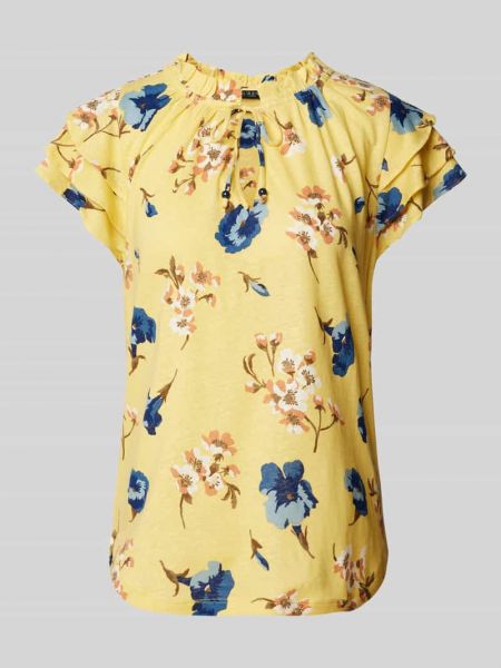 Lniana bluzka z wiskozy Lauren Ralph Lauren żółta