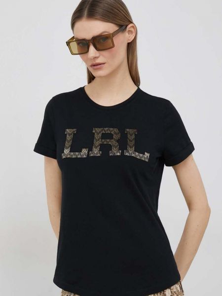 Koszulka bawełniana Lauren Ralph Lauren czarna