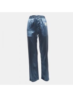 Satynowe spodnie Celine Vintage niebieskie