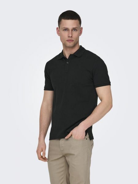 Tricou polo slim fit Only & Sons negru