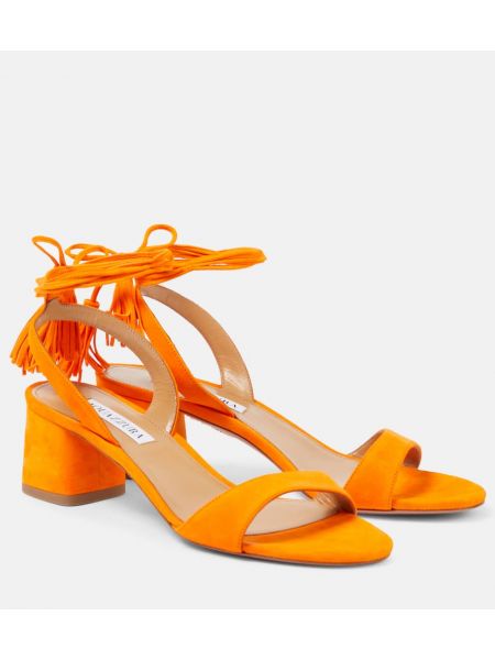 Zamšādas sandales Aquazzura oranžs