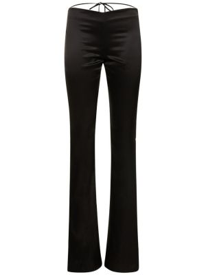 Jedwabne satynowe spodnie z niską talią Alessandra Rich czarne