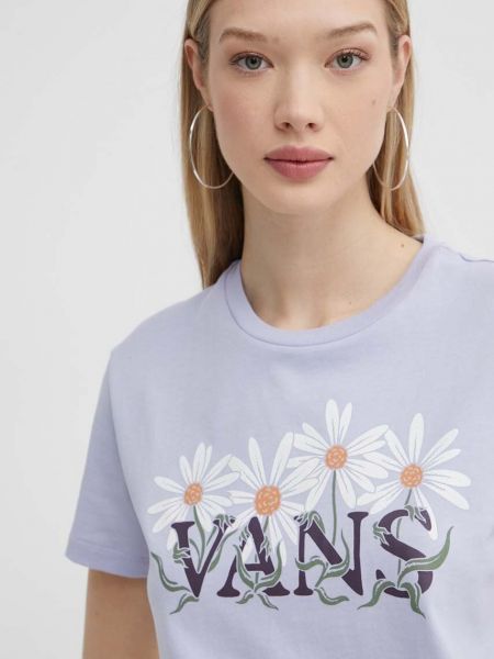 Tricou din bumbac cu model floral Vans violet