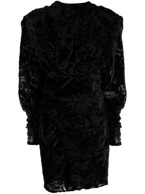Welurowa sukienka koktajlowa w kwiatki Iro czarna