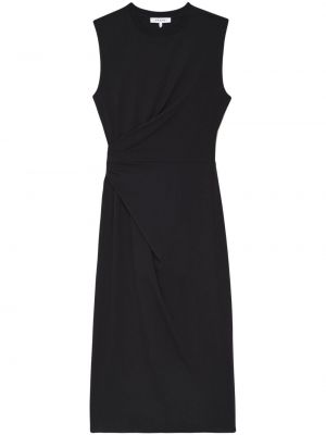Černé drapované bavlněné midi šaty Frame