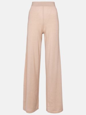 Кашемировые брюки с высокой талией Alaïa розовые