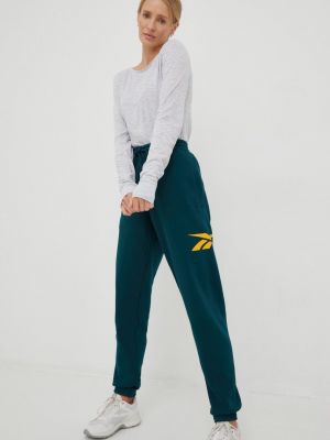 Spodnie sportowe z nadrukiem Reebok Classic zielone