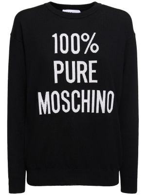 Vlnený sveter Moschino čierna