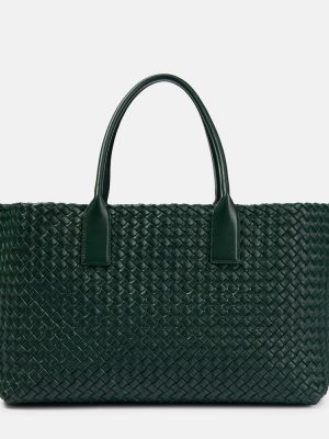 Kožená nákupná taška Bottega Veneta zelená