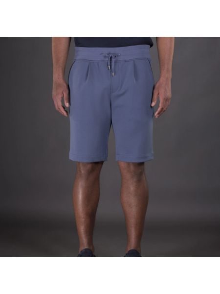 Pantalones cortos de algodón plisados Moorer azul