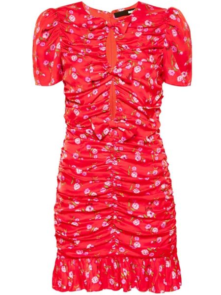 Mini obleka s cvetličnim vzorcem s potiskom Rotate rdeča