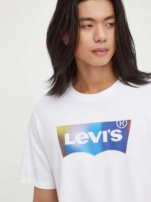 Bavlněné tričko s potiskem Levi's bílé