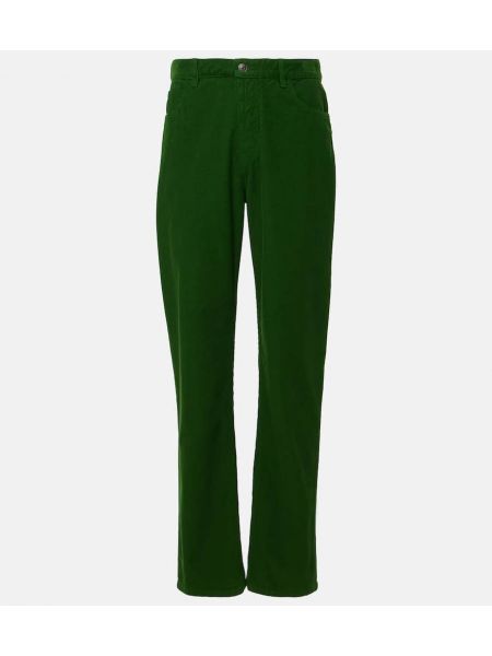 Bavlnené menčestrové rovné nohavice The Row zelená