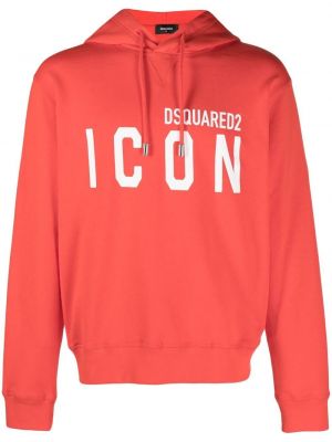 Hoodie en coton à imprimé Dsquared2 orange