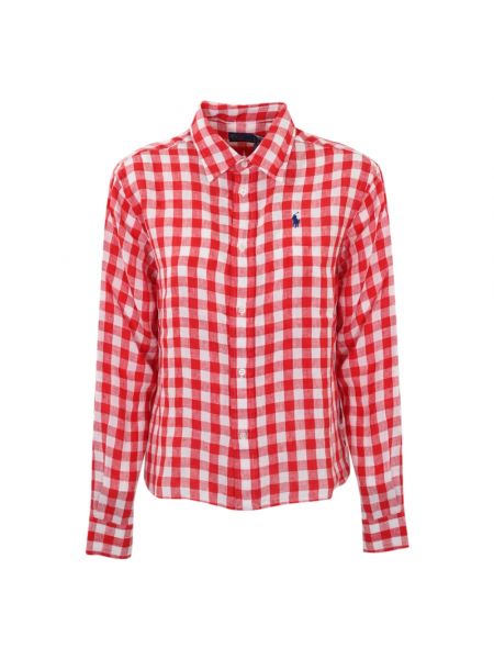 Bluse mit geknöpfter Ralph Lauren rot