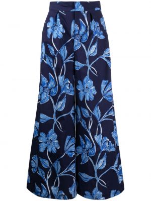Voľné kvetinové nohavice s potlačou Patbo modrá