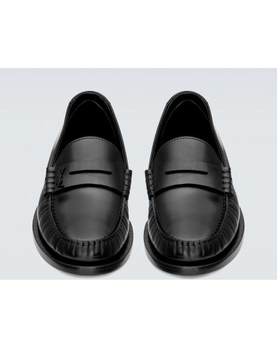 Leder loafer Saint Laurent schwarz