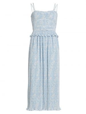 Плиссированное платье миди в цветочек с принтом Derek Lam 10 Crosby синее