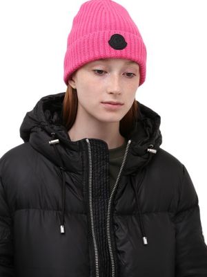 Кашемировая шерстяная шапка Moncler розовая