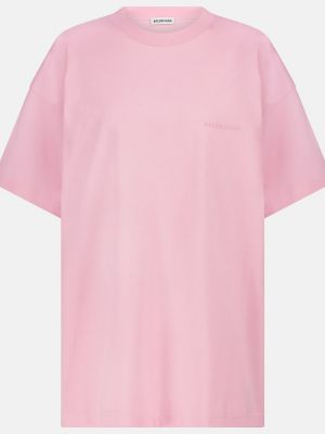 Oversized bombažna majica Balenciaga roza