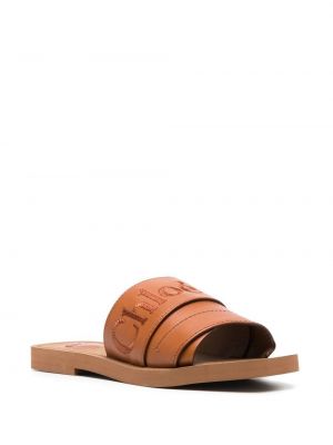 Siuvinėtos sandalai Chloé ruda