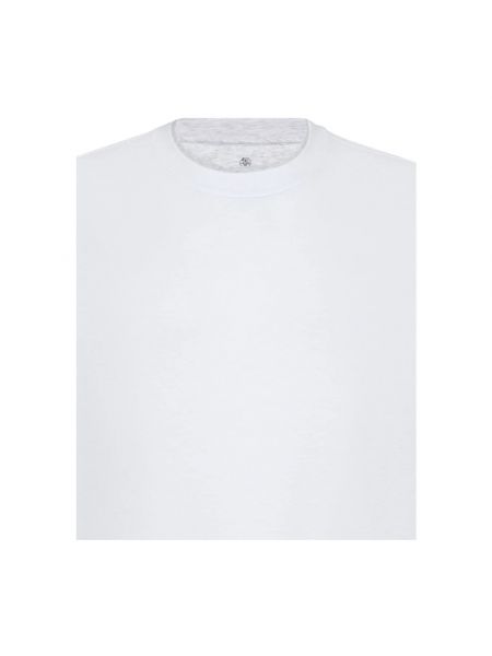 Koszulka bawełniana z okrągłym dekoltem Brunello Cucinelli biała