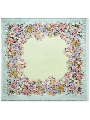 Fular de mătase cu model floral cu imagine Burberry