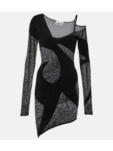 Асимметричное шифоновое платье мини The Attico черное