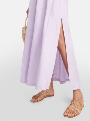 Ľanové dlouhé šaty Heidi Klein fialová