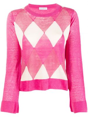 Аргайл кариран ленен пуловер Ballantyne розово