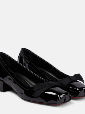 Кожени полуотворени обувки от лакирана кожа Christian Louboutin черно