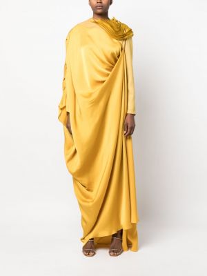 Drapiruotas asimetriškas vakarinė suknelė Gaby Charbachy geltona