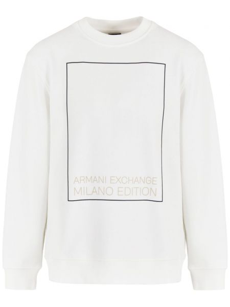 Βαμβακερός φούτερ με σχέδιο Armani Exchange λευκό