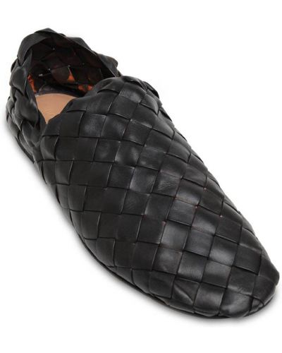 Kožené loafers Bottega Veneta černé