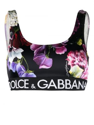 Mustriline lilleline bralette rinnahoidja Dolce & Gabbana must