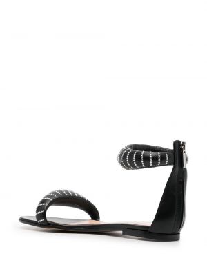 Křišťálové pruhované sandály Gianvito Rossi černé