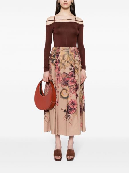 Plisované květinové midi sukně s potiskem Alberta Ferretti